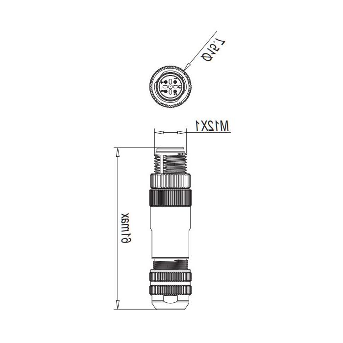 M12 4Pin、Straight male、Push-in terminal、Metal shielding、64F741